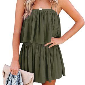 NWT PRETTYGARDEN Women's Summer Short Romper Spaghetti Strap Elastic Waist Small